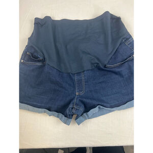 Women’s Time and Tru Full-Panel Maternity Denim Shorts Size XL (16-18) Dark Blue
